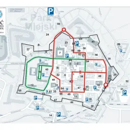 Mapa Zamościa z zaznaczonymi trasami spacerowymi i parkingami. Odkryj zamość atrakcje!