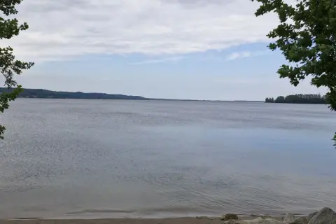 Spokojne jezioro Żarnowieckie, otoczone zielenią, zaprasza do odpoczynku. Idealne miejsce na relaks i podziwianie natury.
