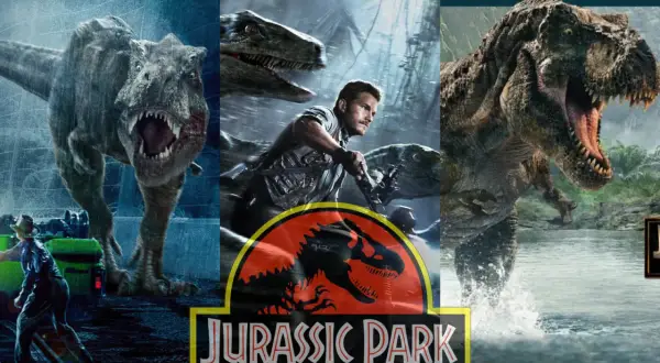 T-Rexy i raptory szaleją w Jurassic World Park. Chris Pratt ucieka na motorze przed dinozaurami.