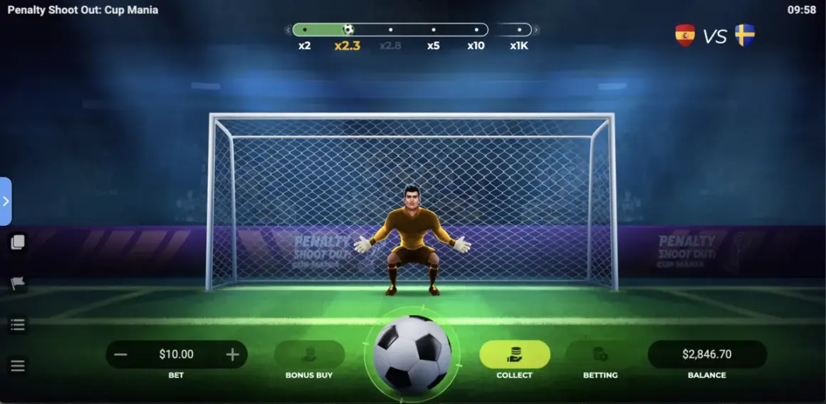 Penalty Shoot Out: Cup Mania – poznaj zasady, demo i RTP gry z bramkarzem w akcji.