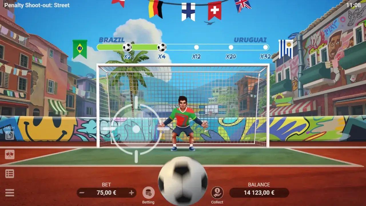 Gra Penalty Shoot Out: Street. Bramkarz czeka na strzał. Zobacz zasady, demo i RTP.